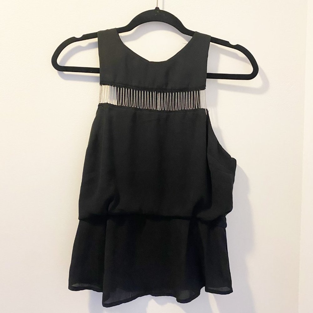 Mustard Seed Black and Silver Top